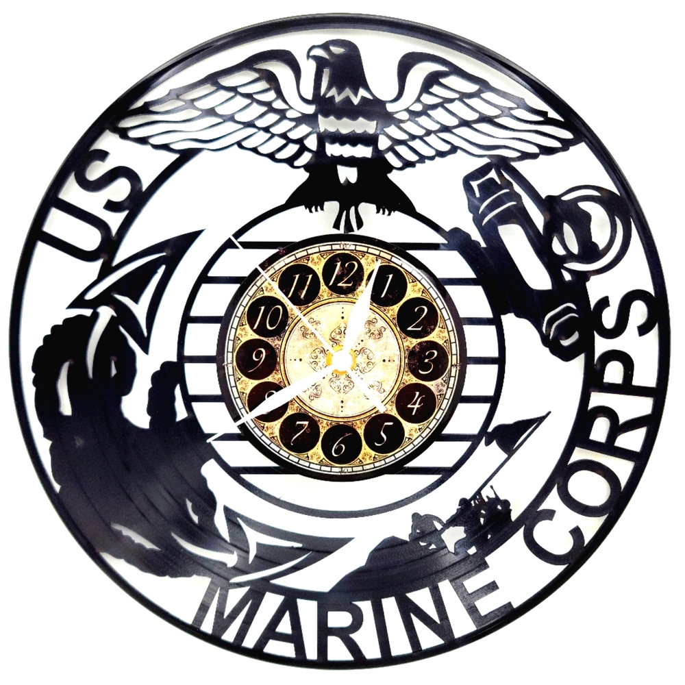 MARINES vinyl record clock